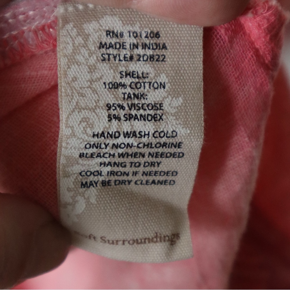 Soft Surroundings Coral Pink Embroidered Boho Tunic Top Mirror Fringe Small - Picture 7 of 16
